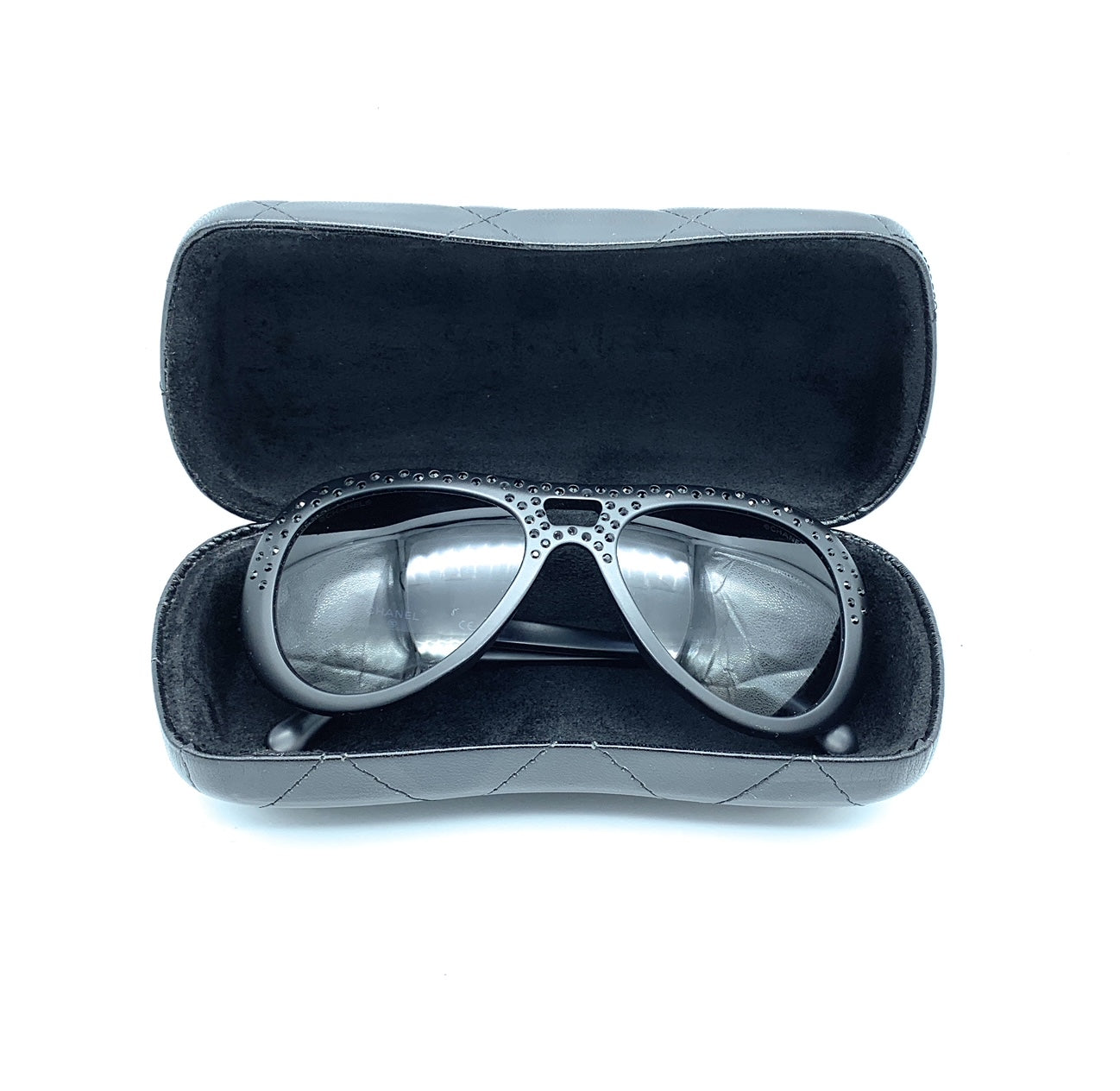 Vintage Luxury Chanel bag Swarovski Crystals Pilot Sunglasses 40921