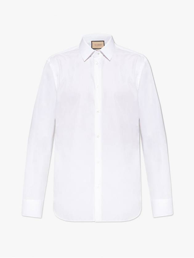 Luxury Gucci Trending 2025 Double G Cotton Silk Long Sleeve Shirt White