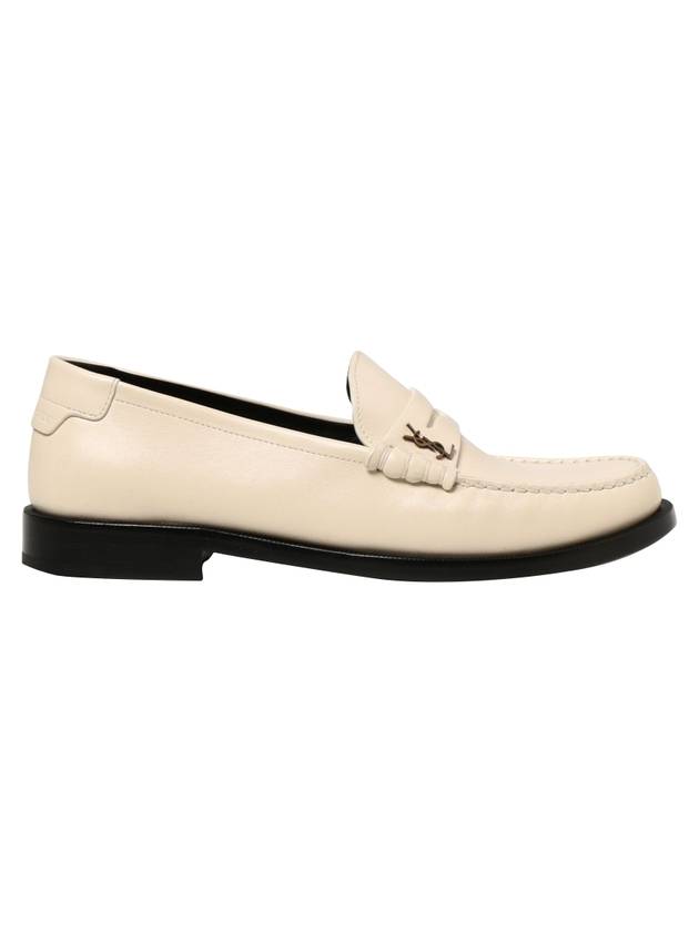Luxury Saint Laurent Le Loafer Penny Slippers In Smooth Leather Pearl