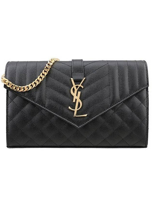 Luxury Saint Laurent Cassandre Monogram Chain Cross Bag Black