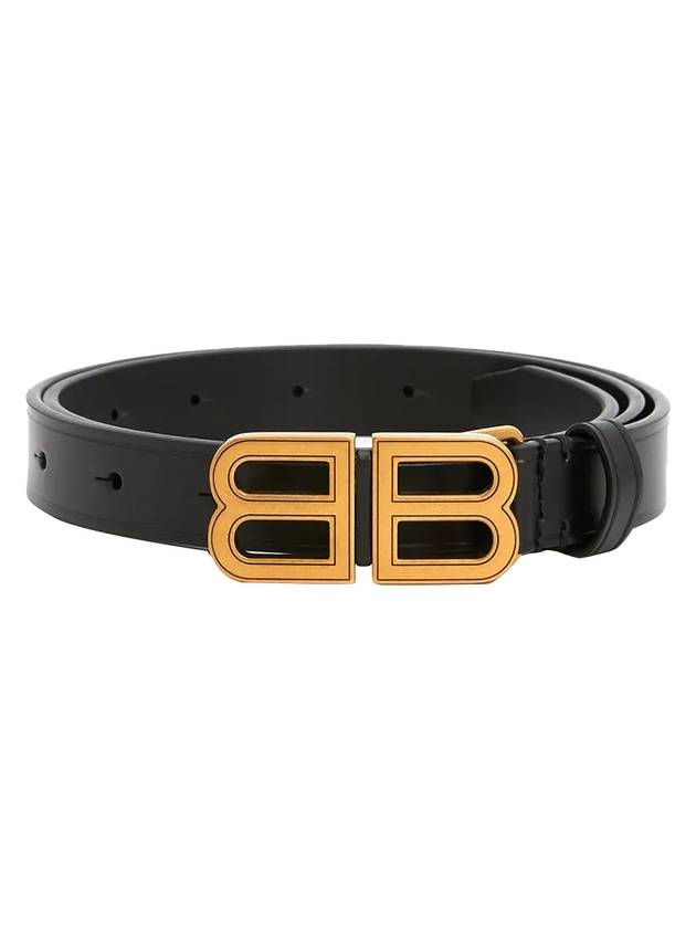 Luxury Balenciaga Hourglass Thin Leather Belt Black