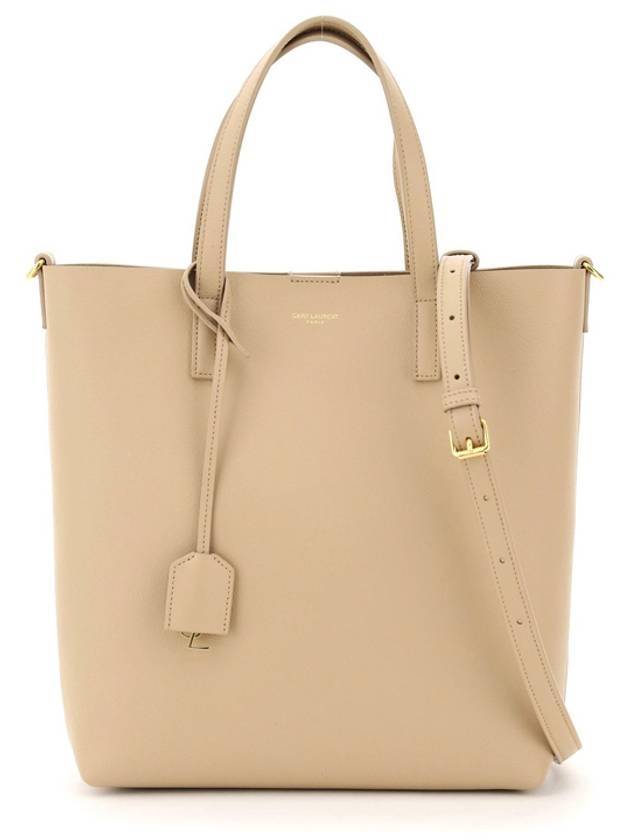 Luxury Saint Laurent Shopping Toy Supple Leather Tote Bag Dark Beige
