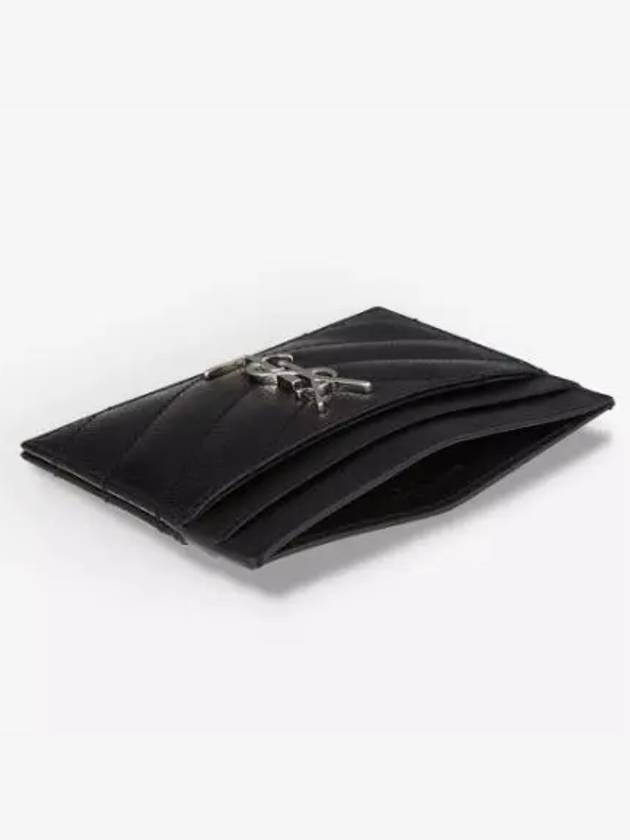 Luxury Saint Laurent Cassandre Matelasse Card Case In Grain De Poudre Embossed Leather Black