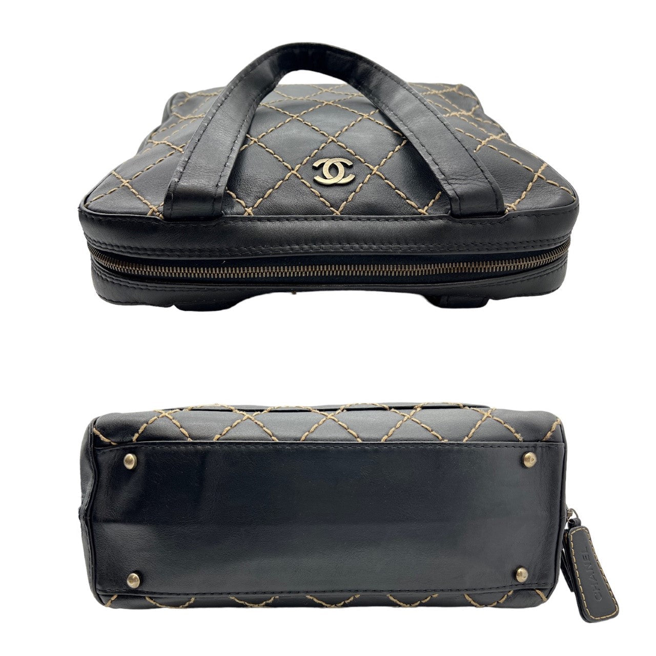 Luxury Chanel Black Quilted Wild Stitch Handbag