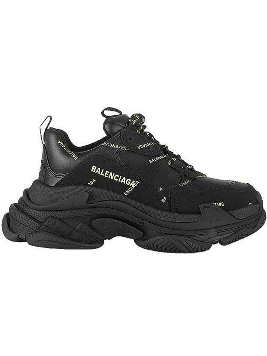 Luxury Balenciaga All Over Triple S Low Top Sneakers Black