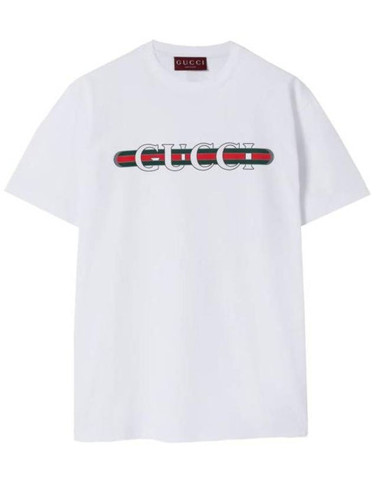 Luxury Gucci Trending 2025 Logo Cotton Short Sleeve T-Shirt White