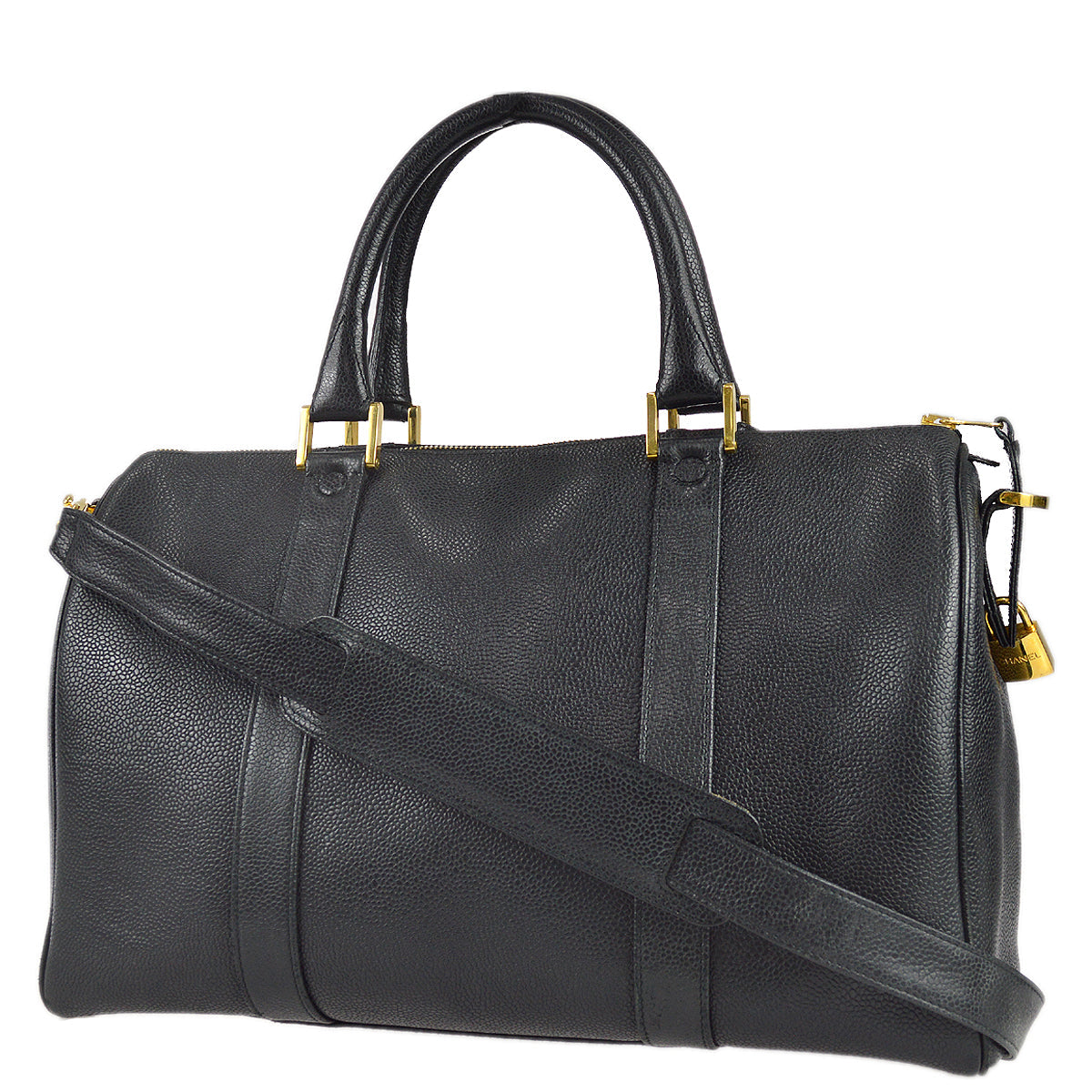 Luxury Chanel 1994-1996 Black Caviar Timeless Boston 35