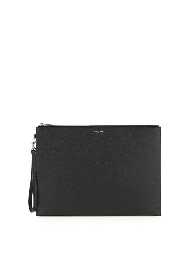 Luxury Saint Laurent Grain Leather Clutch Bag Black