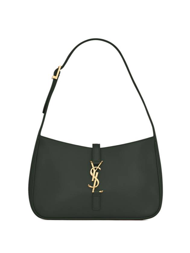 Luxury Saint Laurent Le 5 A 7 Smooth Leather Hobo Shoulder Bag Dark Green