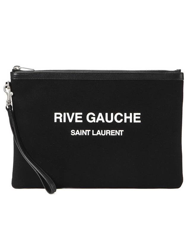 Luxury Saint Laurent Rive Gauche Zipper Strap Clutch Bag Black