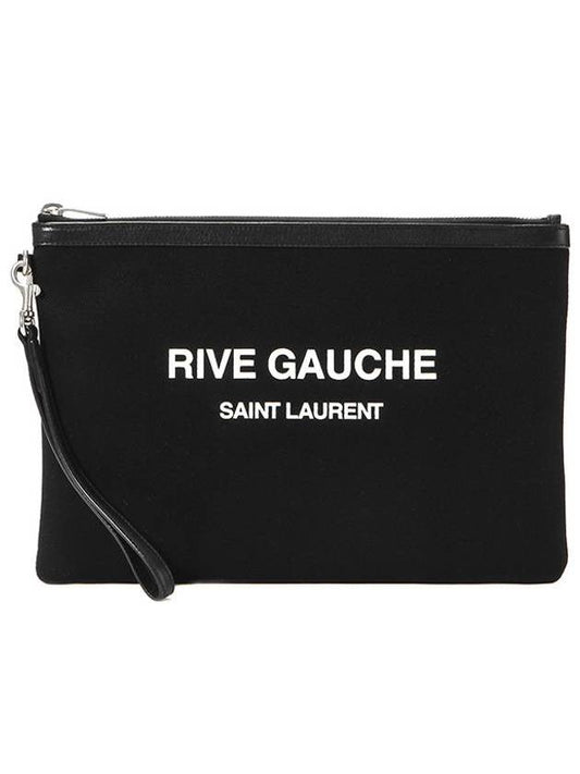 Luxury Saint Laurent Rive Gauche Zipper Strap Clutch Bag Black