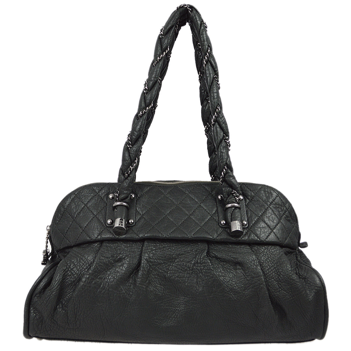 Luxury Chanel 2006-2008 Gray Quilted Shoulder Bag