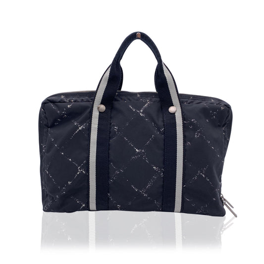 Luxury Chanel Vintage Black Nylon Canvas Old Travel Line Satchel Bag