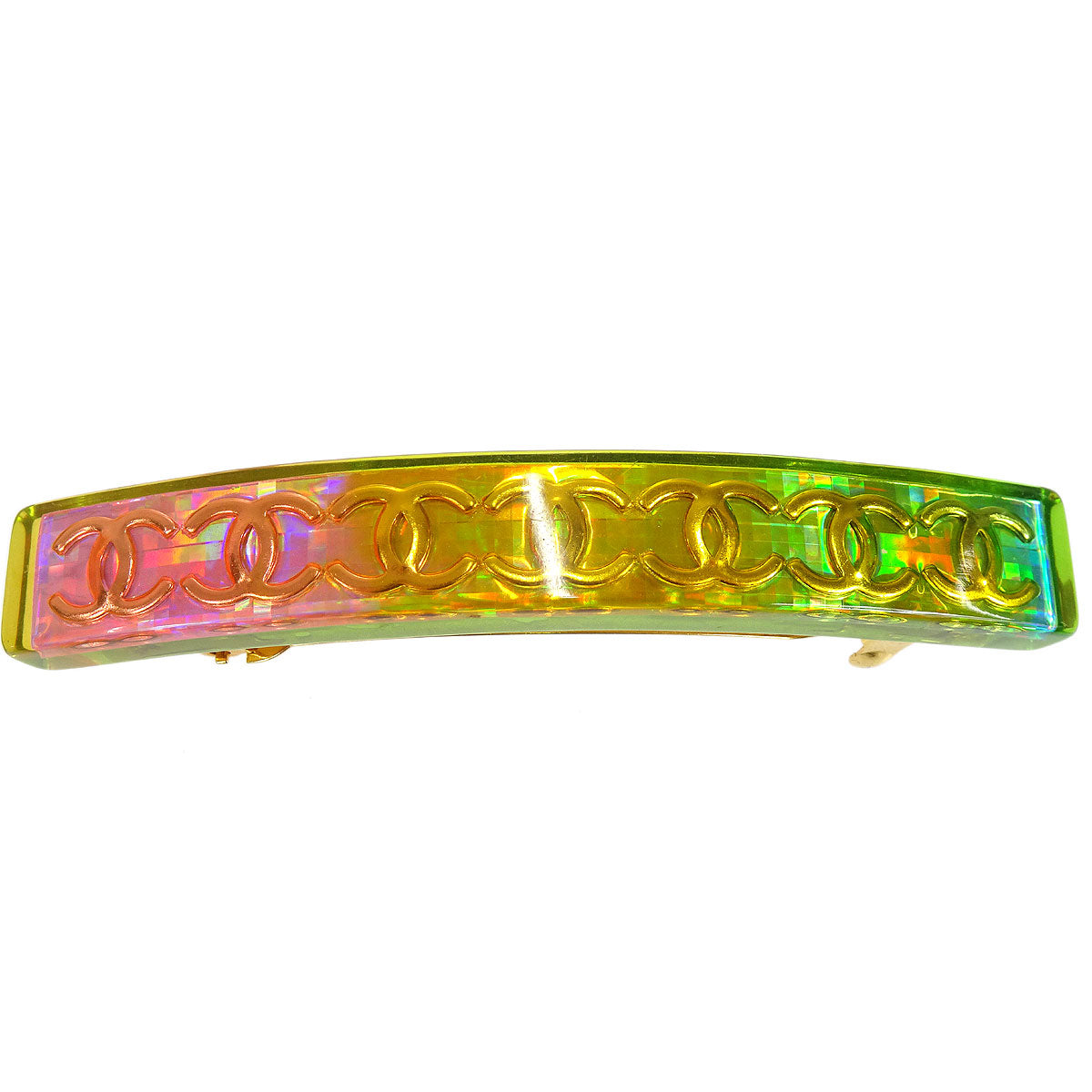 Luxury Chanel 1997 Rainbow Lucite Hair Clip Barrette