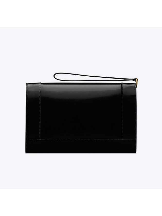 Luxury Saint Laurent Cassandre Logo Flap Clutch Bag Black