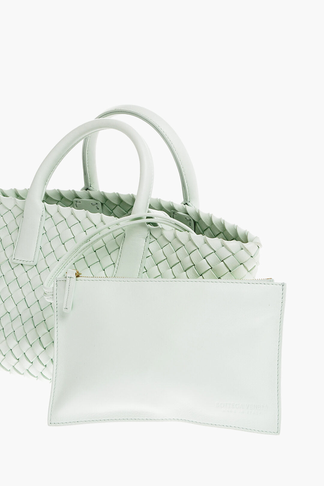 Luxury Bottega Veneta Braided Leather Cabat Tote Bag With Removable Shoulder Strap