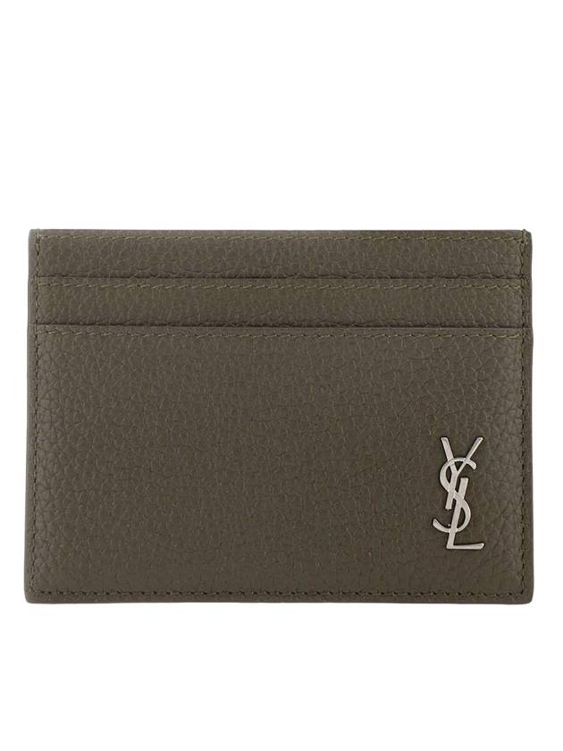 Luxury Saint Laurent Casandre Small Grain Leather Card Wallet Dark Khaki