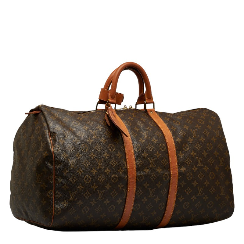 Louis Vuitton Monogram Keepall 55 Boston Bag Travel Bag M41424 Brown PVC Leather  Louis Vuitton