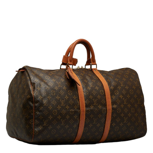 Louis Vuitton Monogram Keepall 55 Boston Bag Travel Bag M41424 Brown PVC Leather  Louis Vuitton
