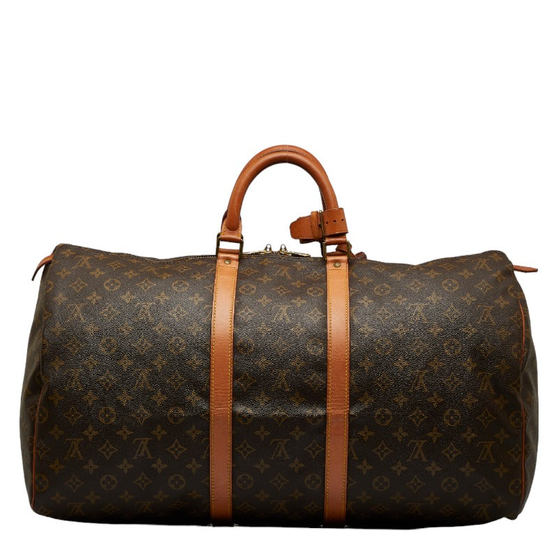Louis Vuitton Monogram Keepall 55 Boston Bag Travel Bag M41424 Brown PVC Leather  Louis Vuitton