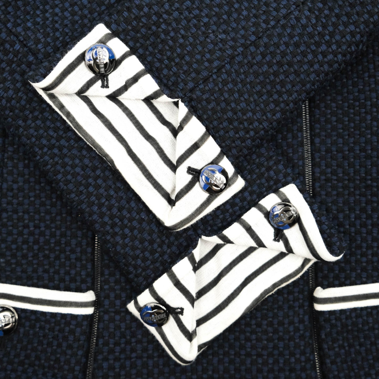 Chanel Jacket Fan Tweed Navy