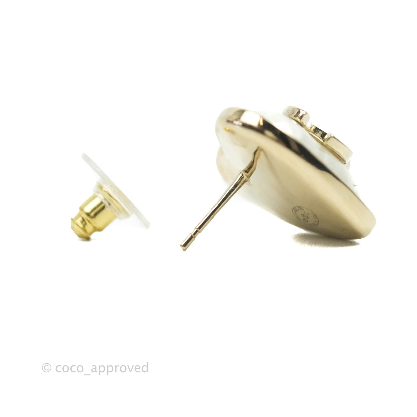 Chanel Pearl CC Heart Earrings Gold Tone 22C