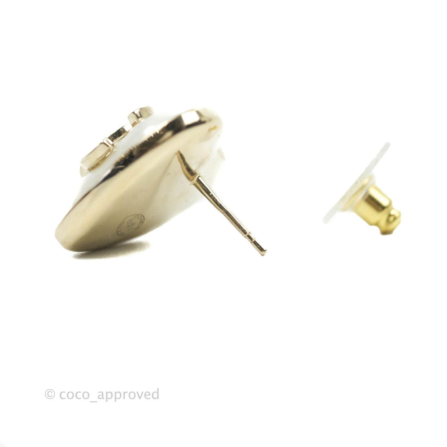 Chanel Pearl CC Heart Earrings Gold Tone 22C
