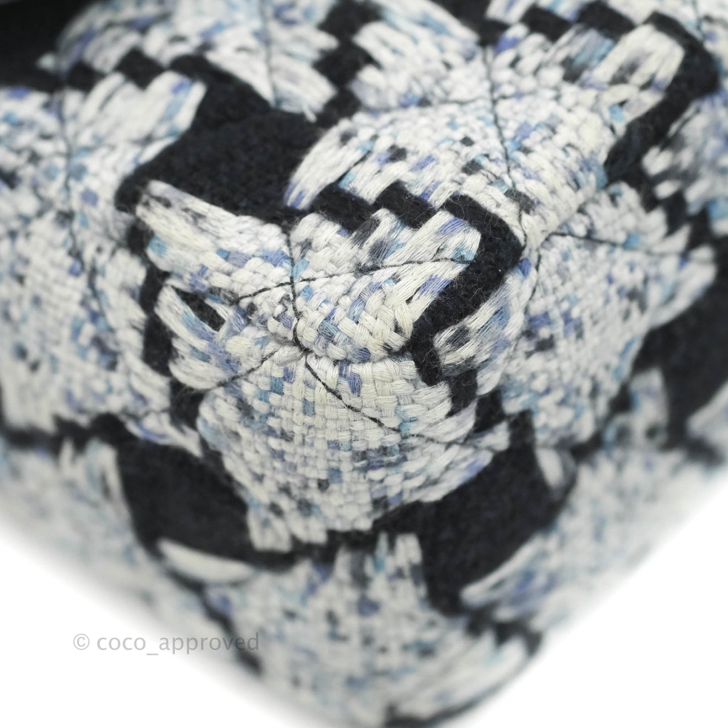 Chanel Classic Mini Rectangular Flap Blue Black Tweed Silver Hardware