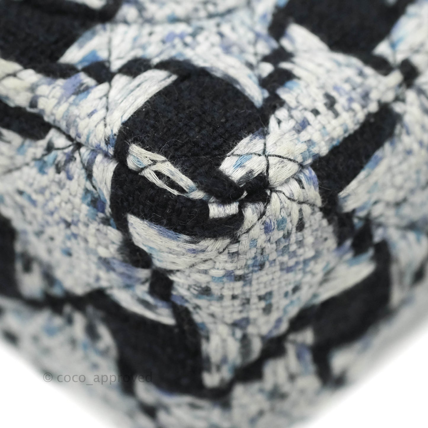 Chanel Classic Mini Rectangular Flap Blue Black Tweed Silver Hardware