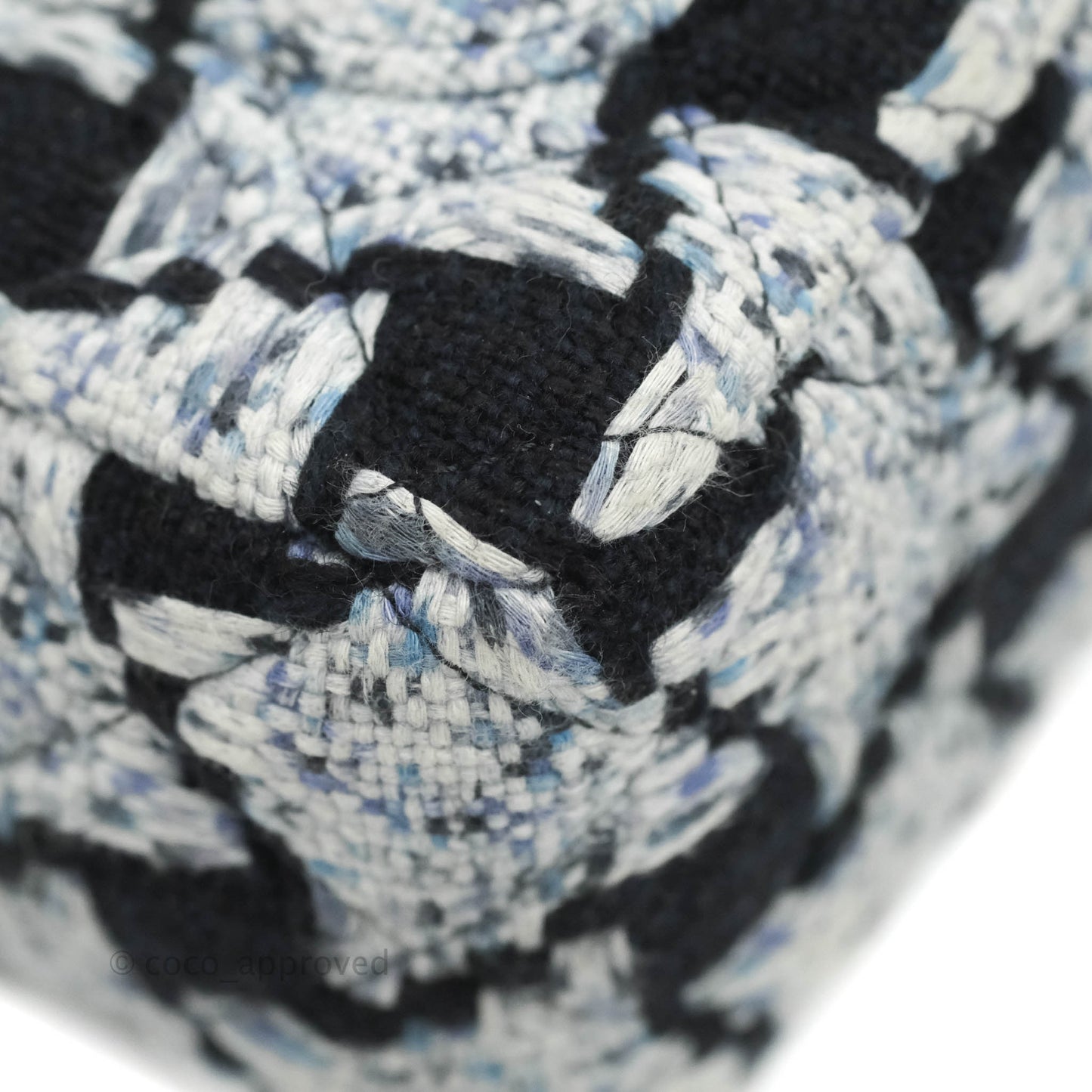 Chanel Classic Mini Rectangular Flap Blue Black Tweed Silver Hardware