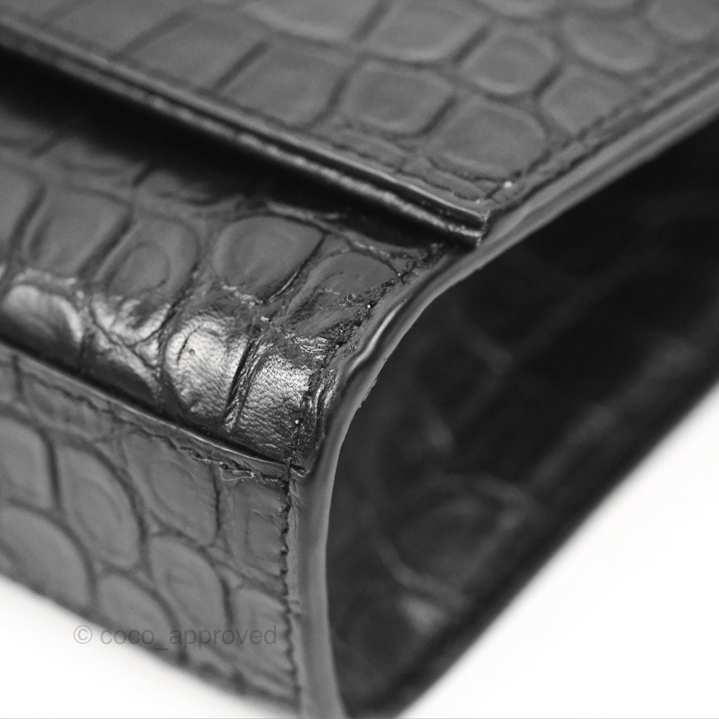 Saint Laurent Medium Kate Tassel Chain Bag Black Crocodile Embossed Calfskin Silver Hardware