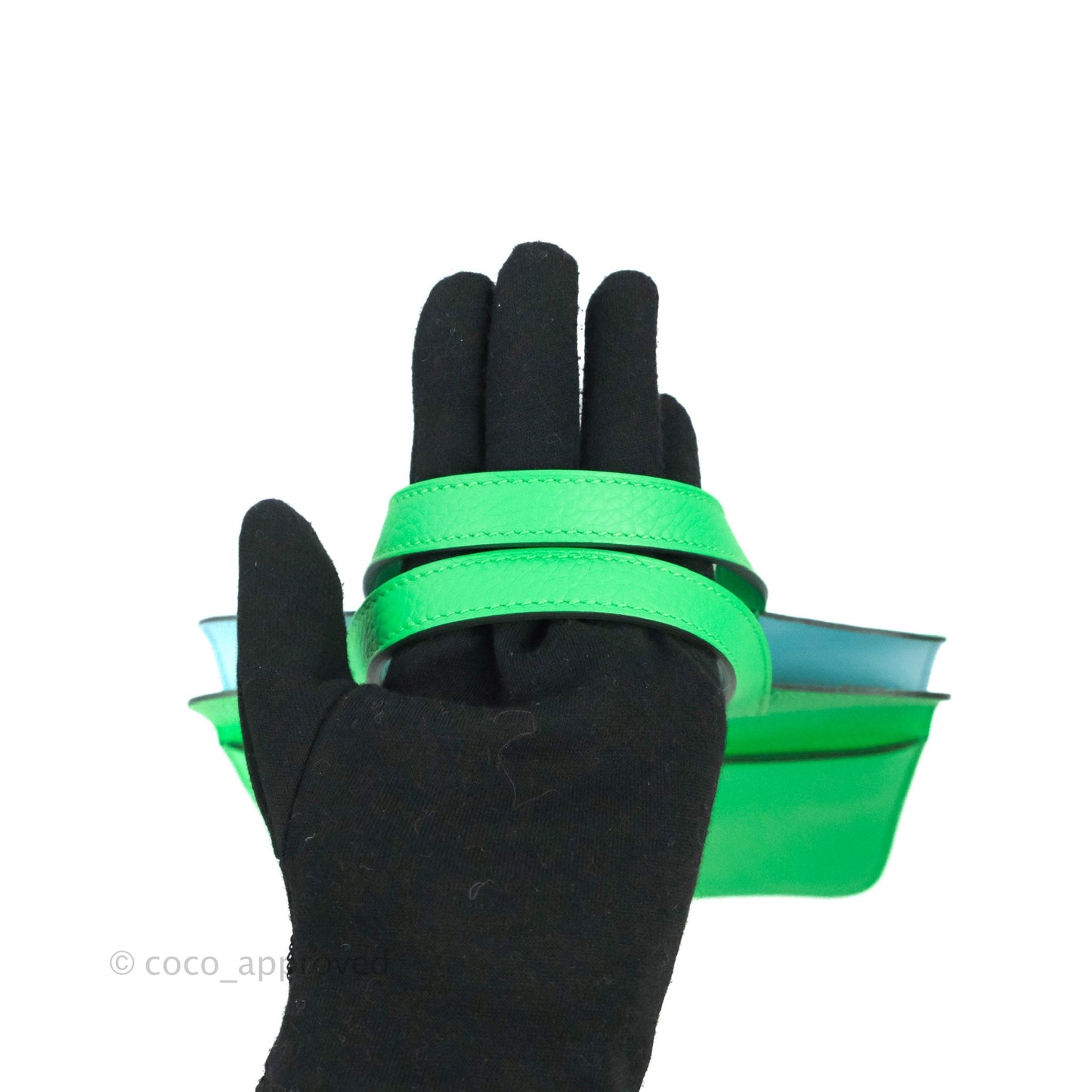 Hermès Halzan 25 Vert Comics/ Bleu Zephyr Clemence Palladium Hardware
