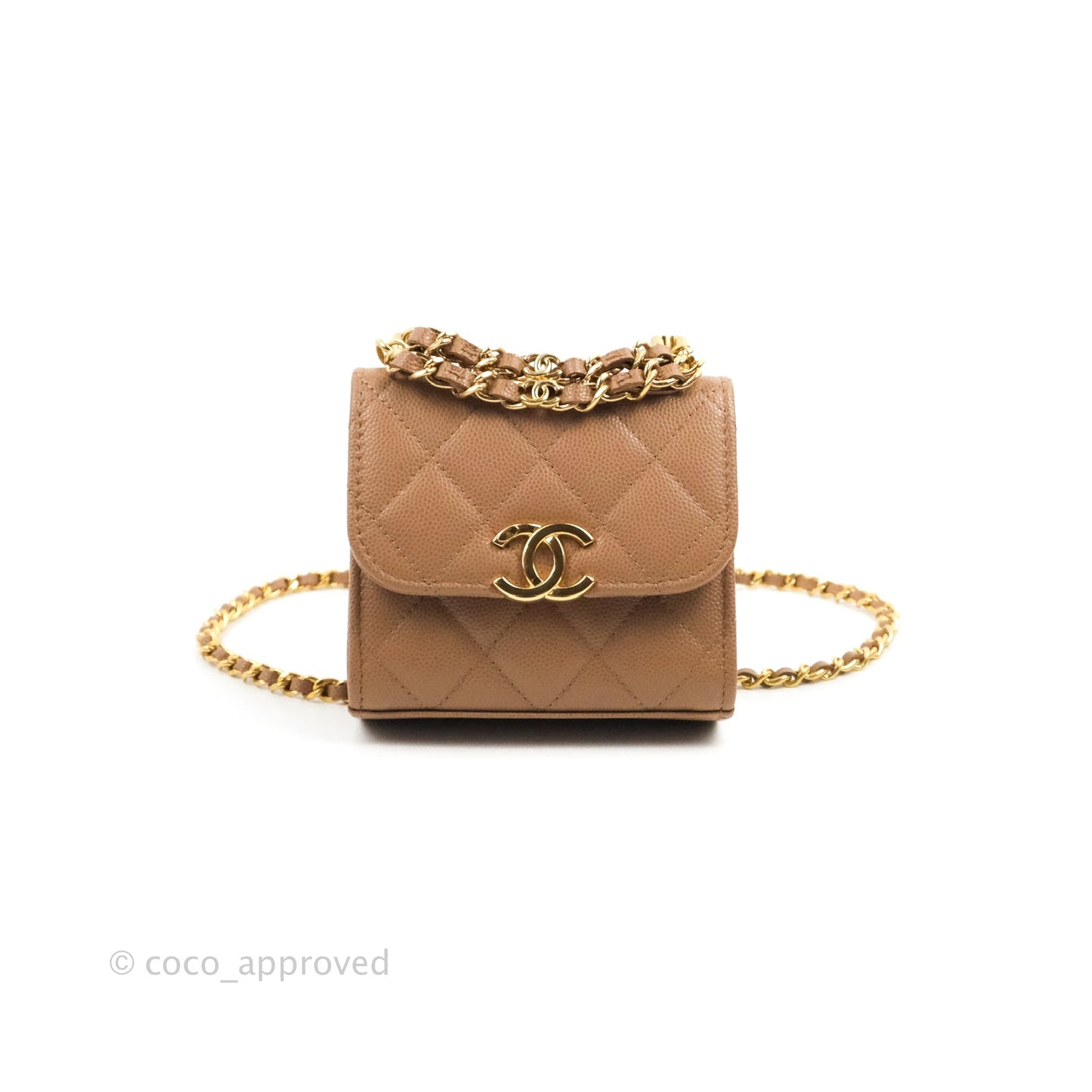 Chanel CC Chain Clutch with Chain Beige Caviar Gold Hardware