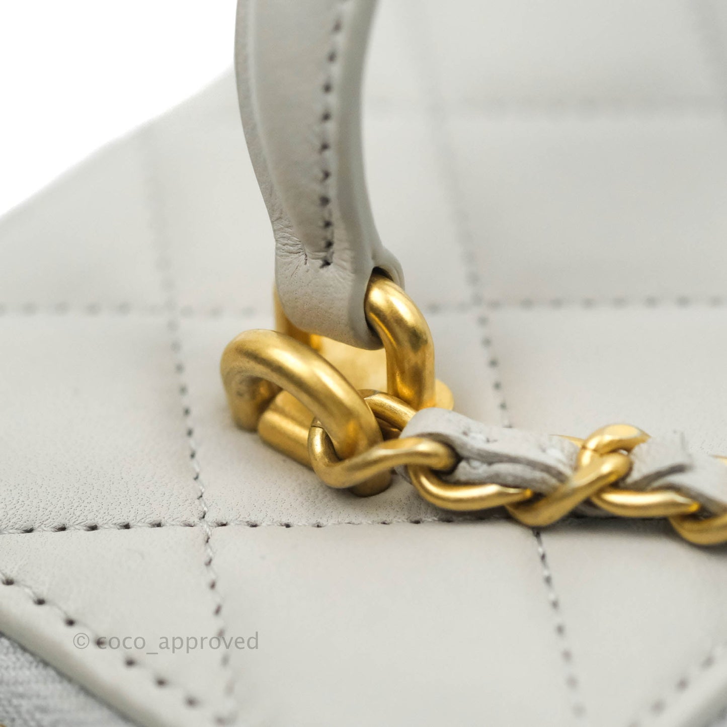 Chanel Classic Vanity Rectangular Top Handle With Chain Grey Lambskin Aged Gold Hardware