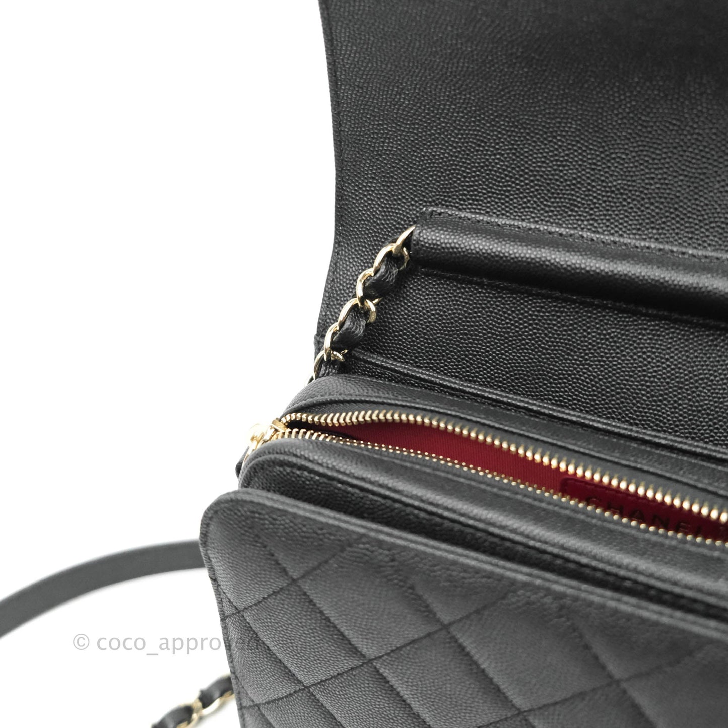Chanel Quilted Like The Wallet Medium Flap Black Caviar Gold Hardware 22C