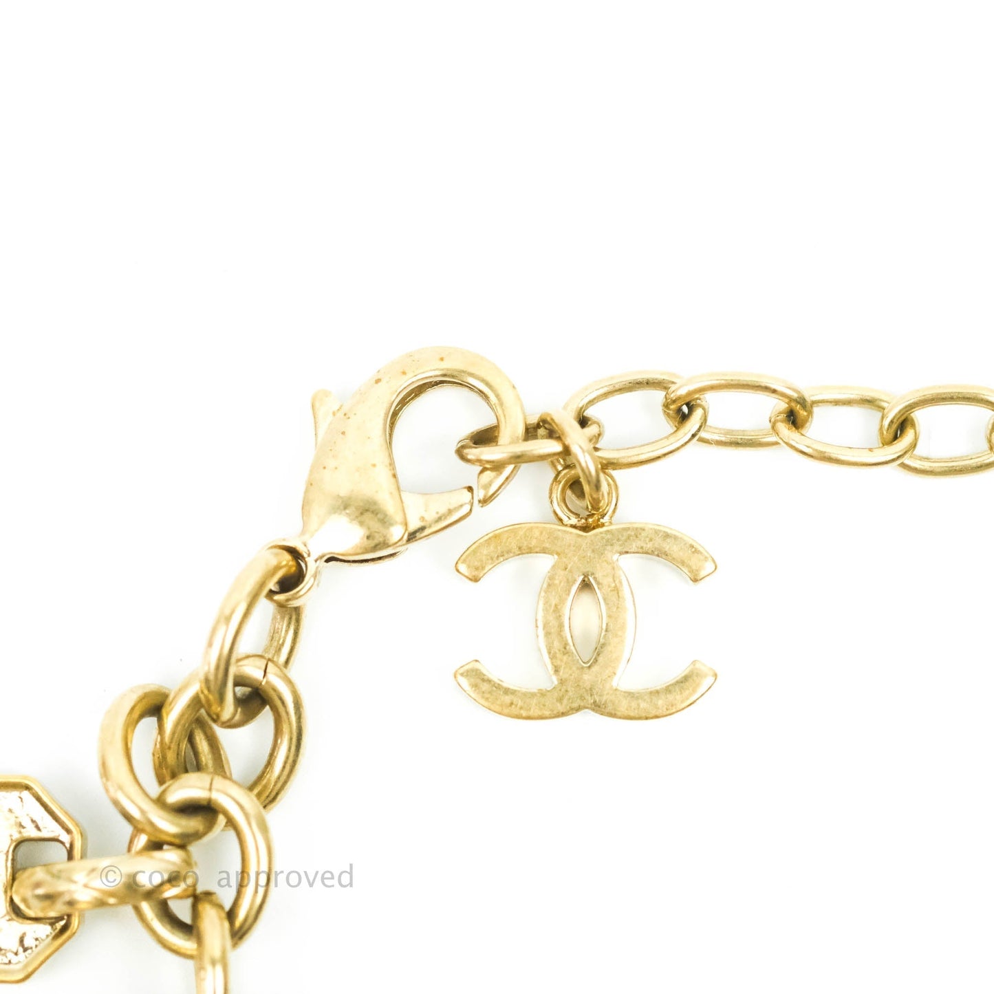 Chanel Chain Bracelet with Charms Gold Tone 21P