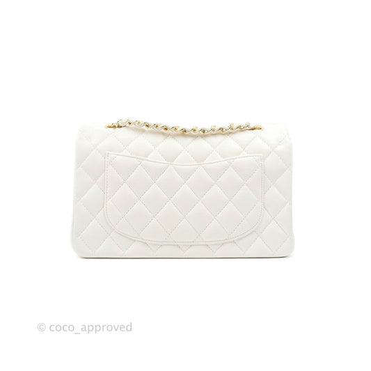 Chanel Classic Small S/M Flap White Caviar Gold Hardware