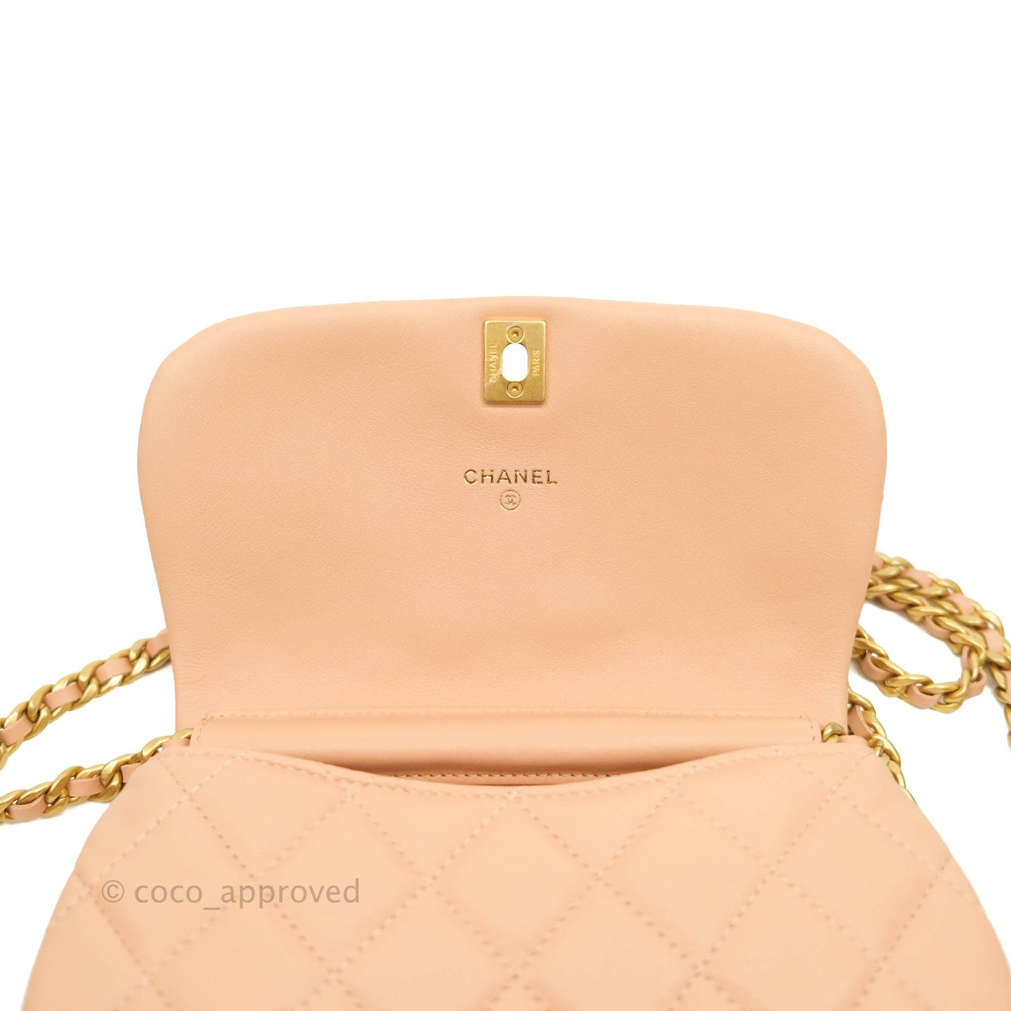 Chanel Clutch with Chain Beige Calfskin Aged Gold Hardware 21B