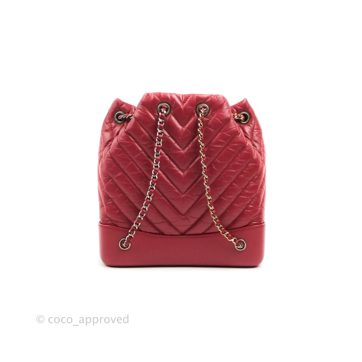 Chanel Small Chevron Gabrielle Backpack Dark Pink Aged Calfskin