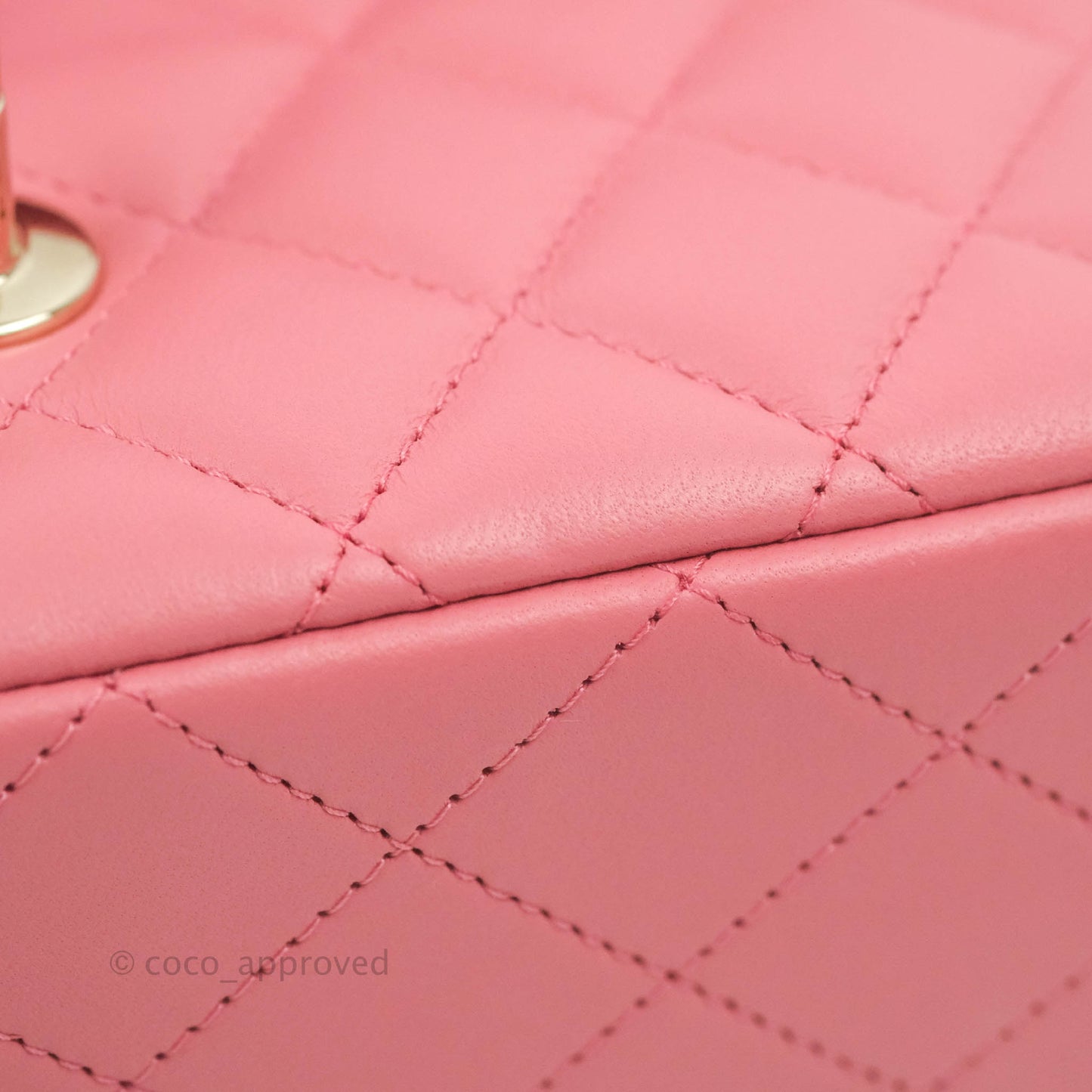 Chanel Top Handle Mini Rectangular Flap Bag Pink Lambskin Gold Hardware