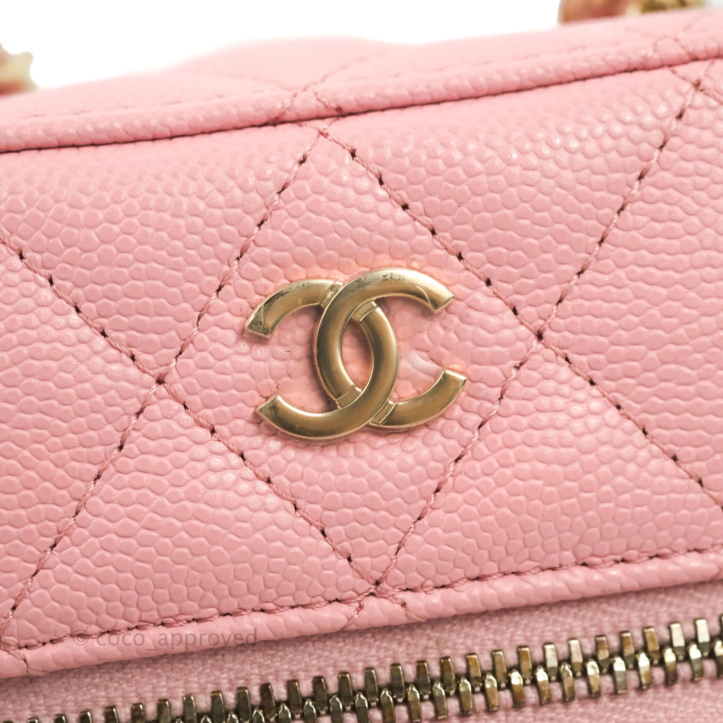 Chanel Vanity Phone Holder With Chain Pink Caviar Gold Hardware