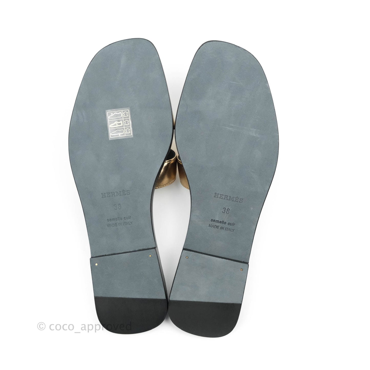 Hermès Oran Sandals in Champagne Gold Size 38