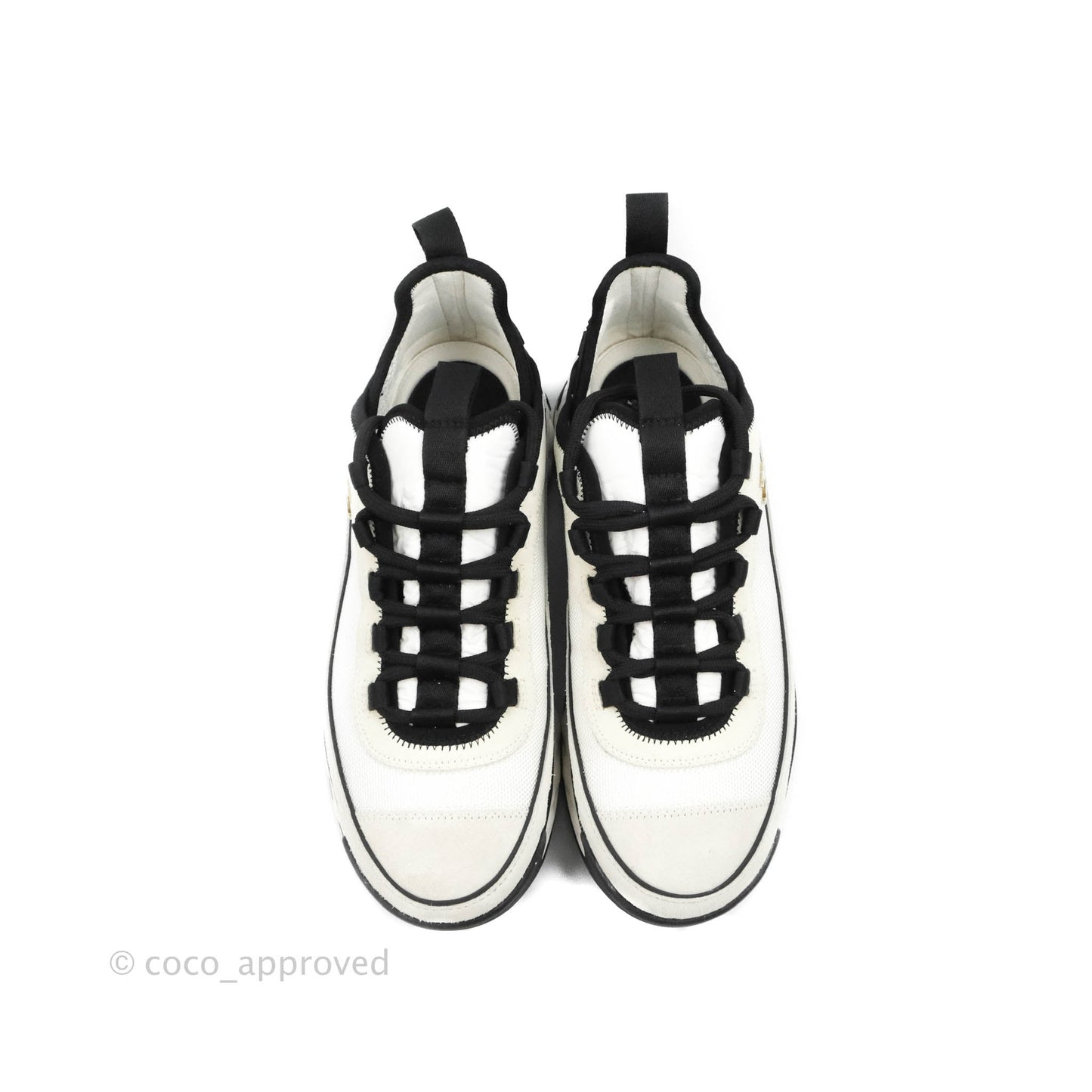 Chanel Black White Sneakers Size 36.5