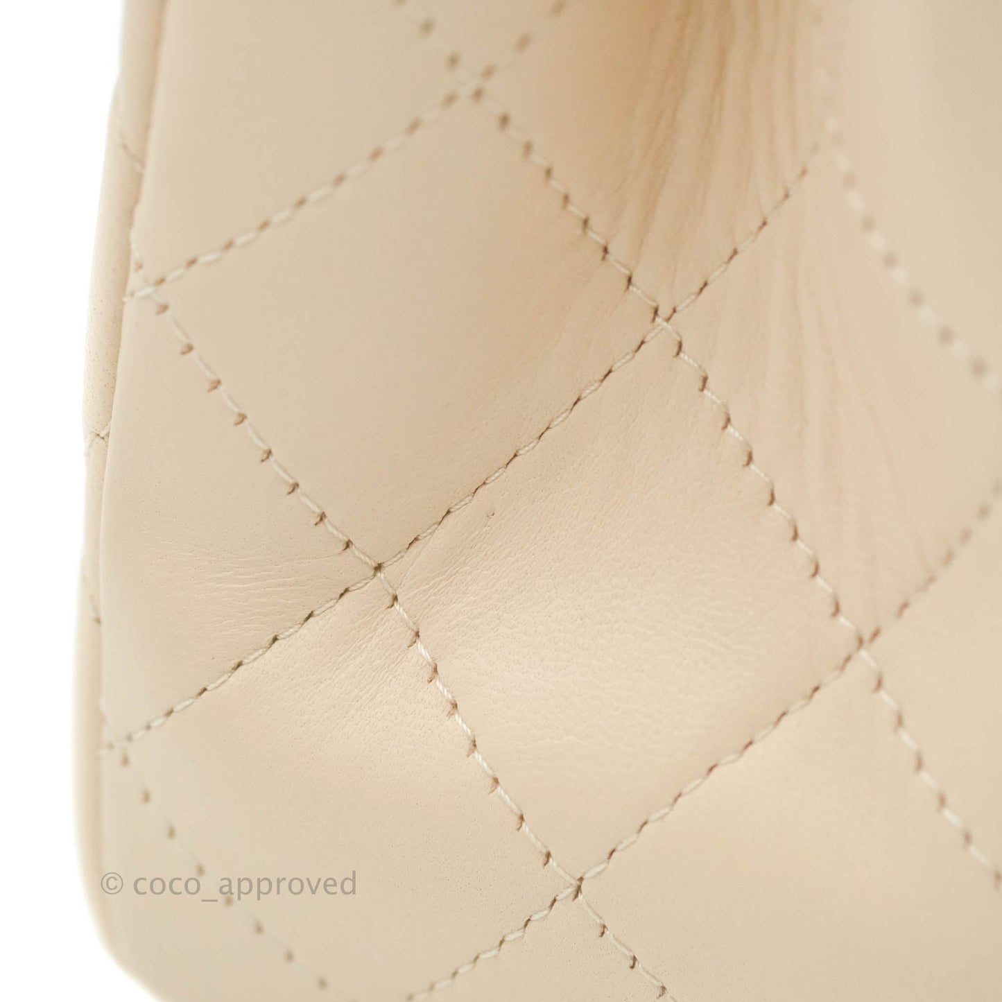 Chanel Quilted Mini Square Light Beige Lambskin Gold Hardware