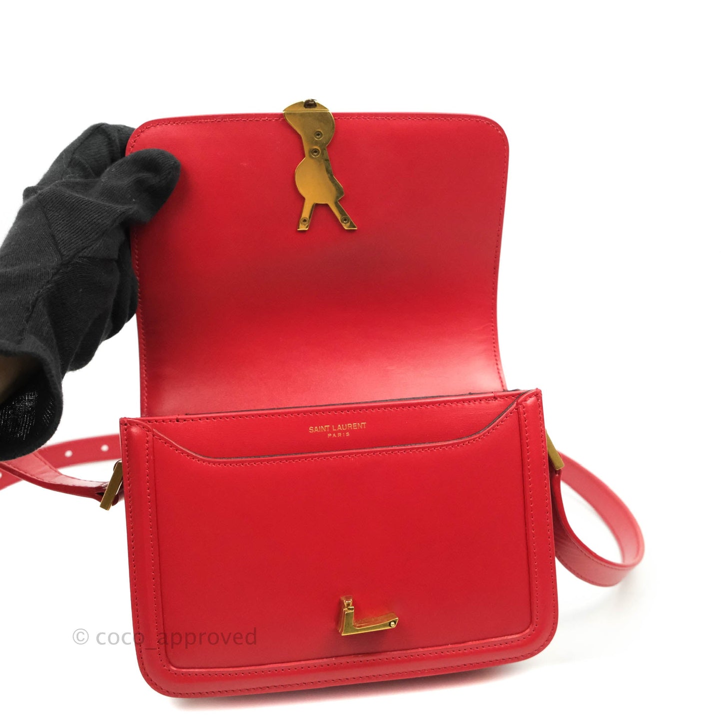 Saint Laurent Small Solferino Satchel Box Leather Eros Red
