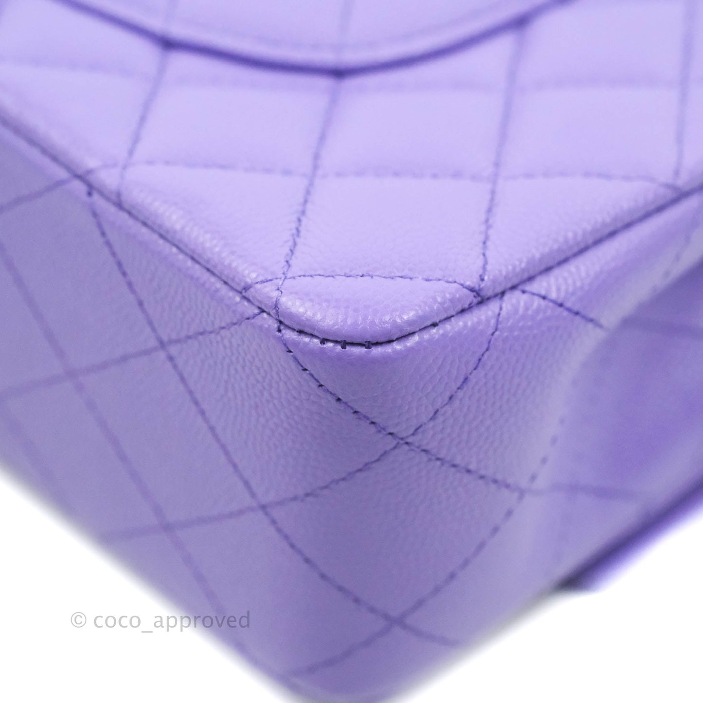Chanel Classic M/L Medium Flap Quilted Purple Caviar Gold Hardware 20S