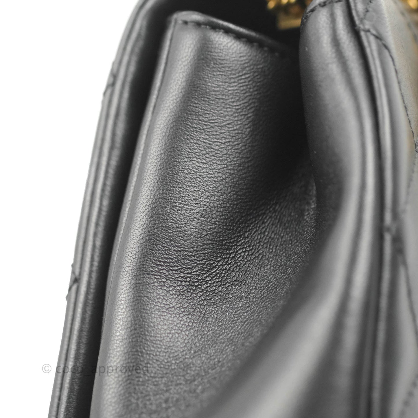 Chanel Large Flap Bag With Woven CC Logo Black Lambskin Gold Hardware 22C