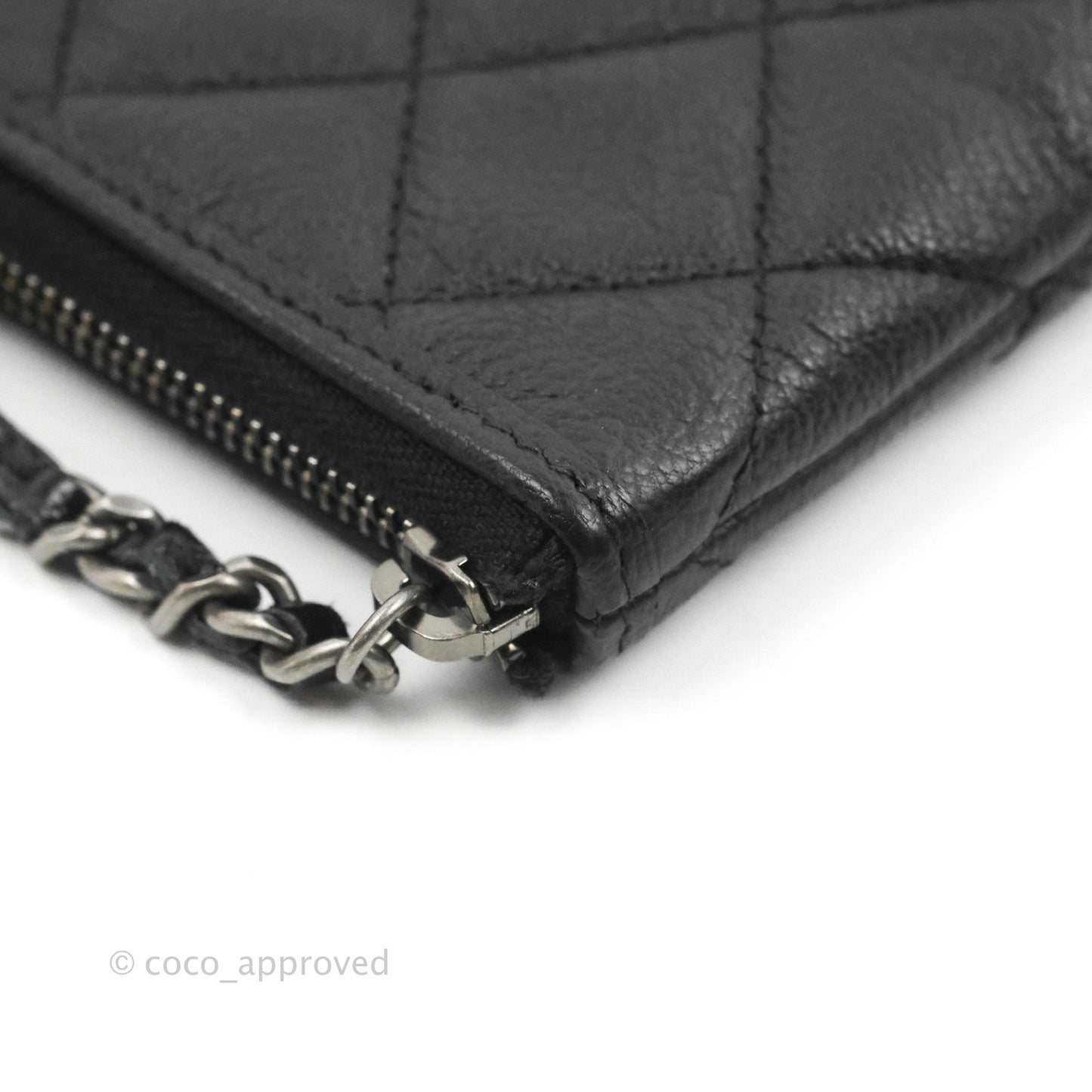 Chanel Gabrielle O Case Quilted Black Patent Goatskin