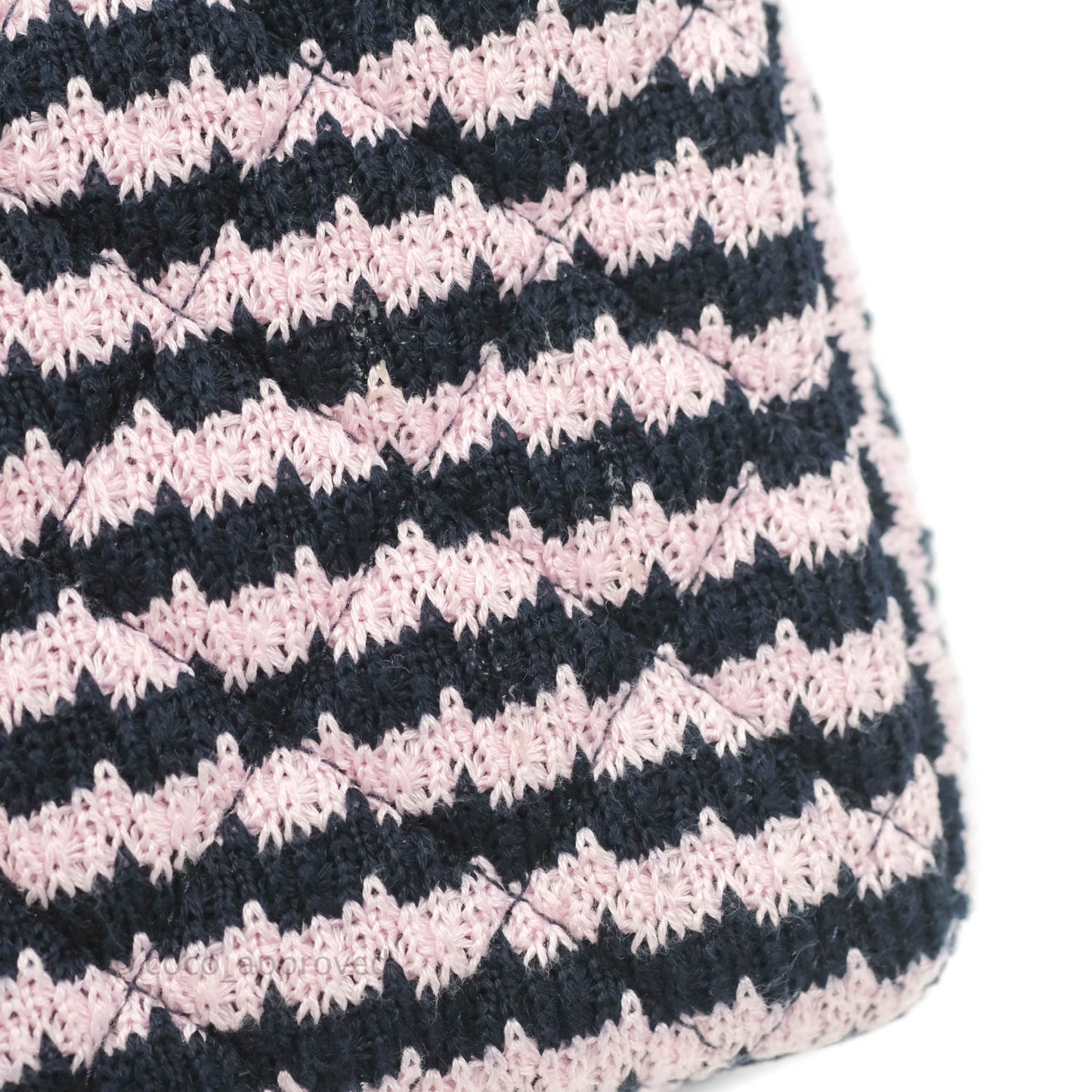 Chanel Mini Rectangular Flap Bag Navy Pink Striped Tweed Silver Hardware