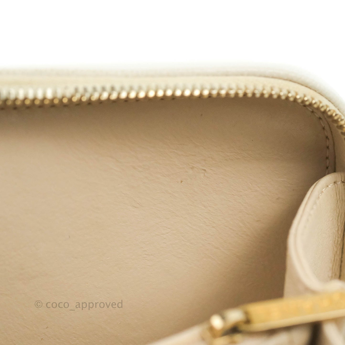 Chanel Quilted Medium CC Filigree Vanity Case White Caviar Aged Gold Hardware